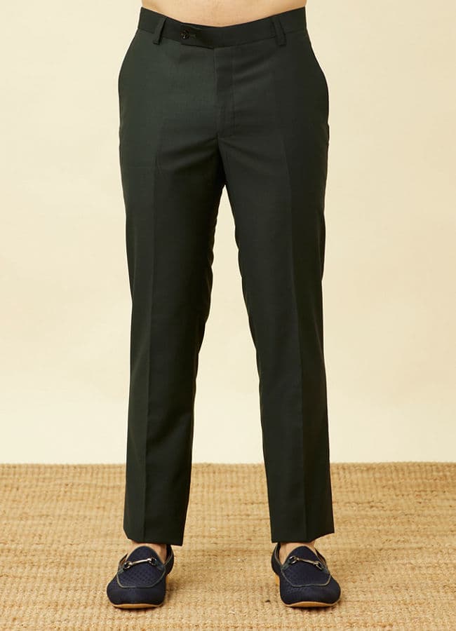 Deep Green Lily Motif Jaal Patterned Jodhpuri Suit
