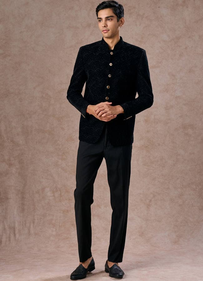 Black Velvet Jodhpuri Suit