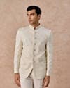 Cream Brocade Jodhpuri Suit