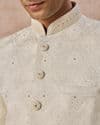 Cream Brocade Jodhpuri Suit