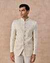 Cream Brocade Jodhpuri Suit
