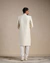 Cream Diamond Patterned Sherwani Set