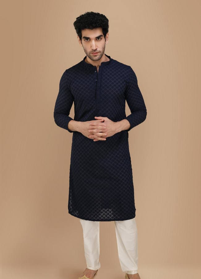 Royal Blue Chikankari Kurta Pajama