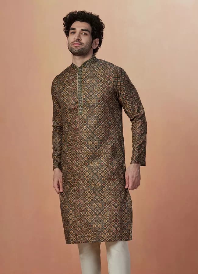 Green Multicolor Printed Kurta Pajama