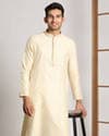 Cream Self Design Occasion Wear Kurta Pajama