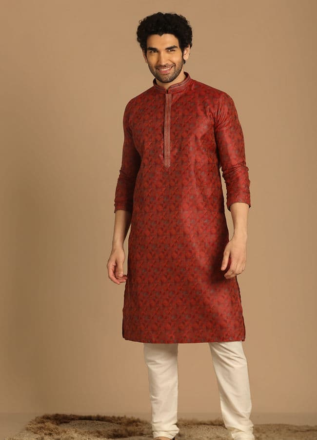 Smart Fit Maroon Kurta Pajama
