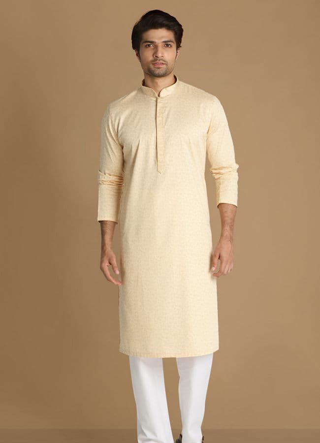 Cream Printed Kurta Set