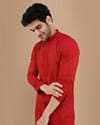Red Chikankari Kurta Set