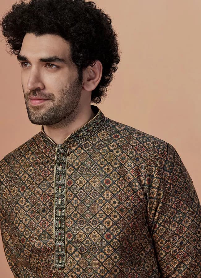 Green Multicolor Printed Kurta Pajama