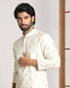 Pearl White Kurta Jacket With Printed Motifs
