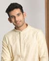 Cream Self Design Occasion Wear Kurta Pajama