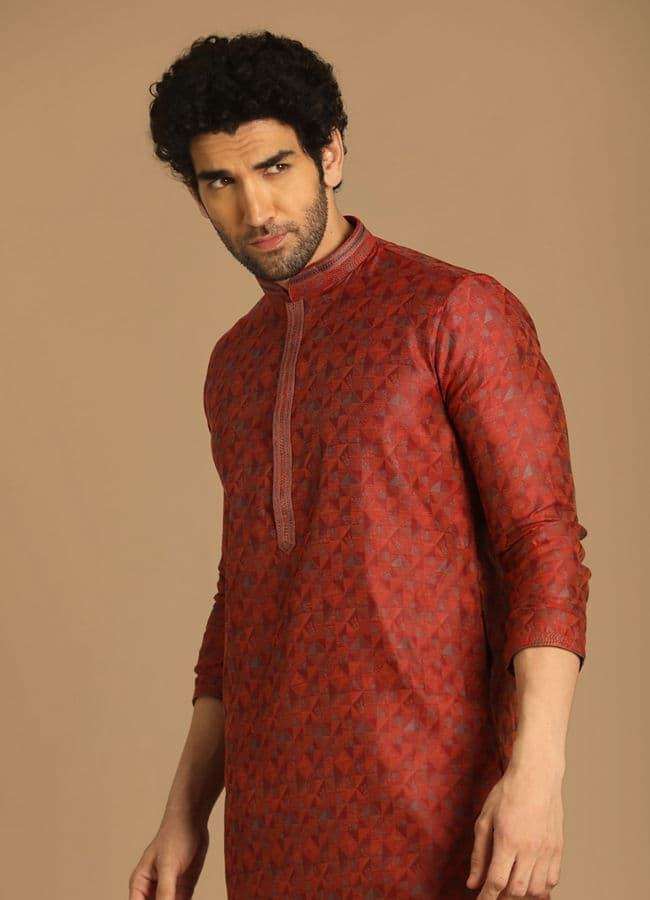 Smart Fit Maroon Kurta Pajama