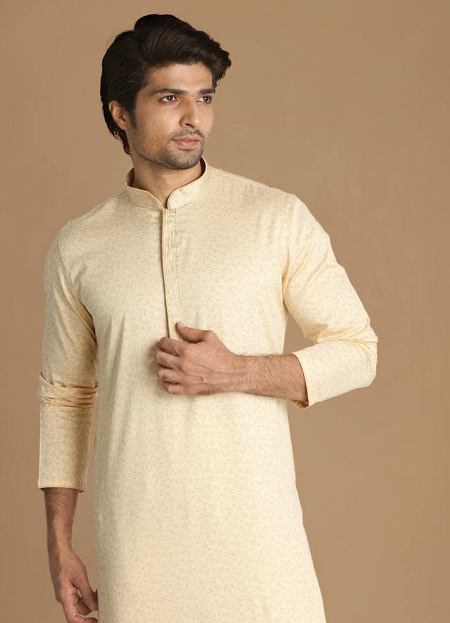 Cream Printed Kurta Set