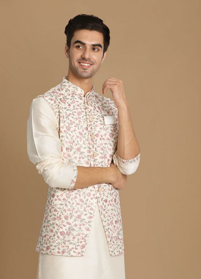 Classic Floral Print Jacket Kurta Set