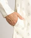 Pearl White Kurta Jacket With Printed Motifs