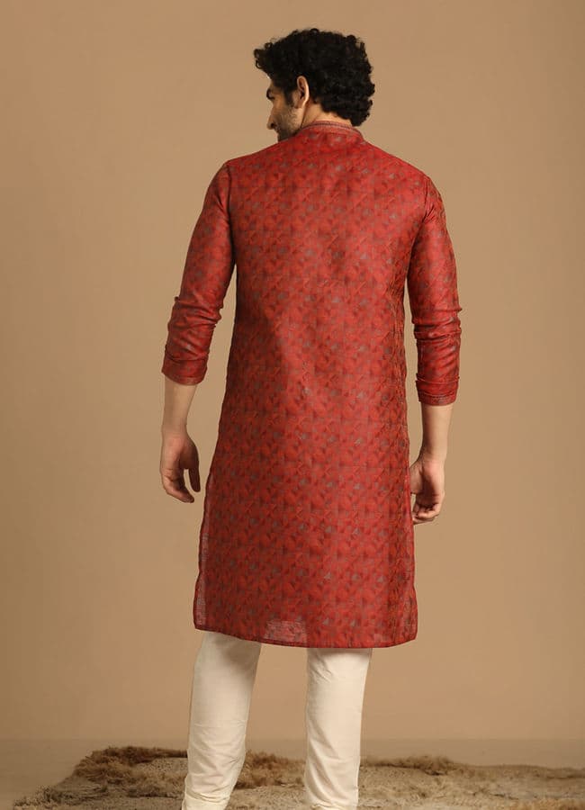Smart Fit Maroon Kurta Pajama