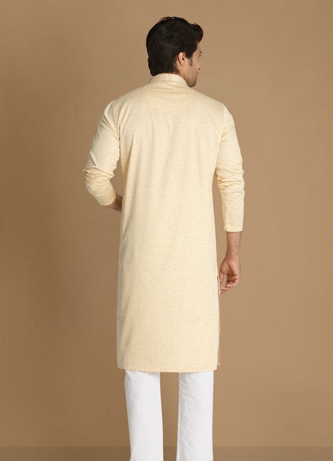 Cream Printed Kurta Set