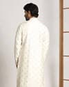 Pearl White Kurta Jacket With Printed Motifs