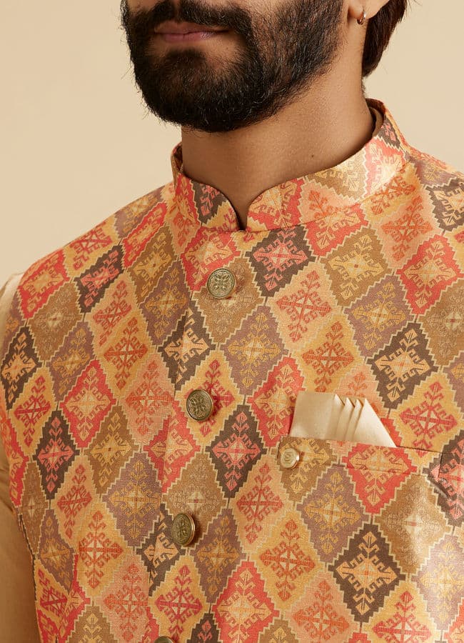 Dazzling Orange Nehru Jacket