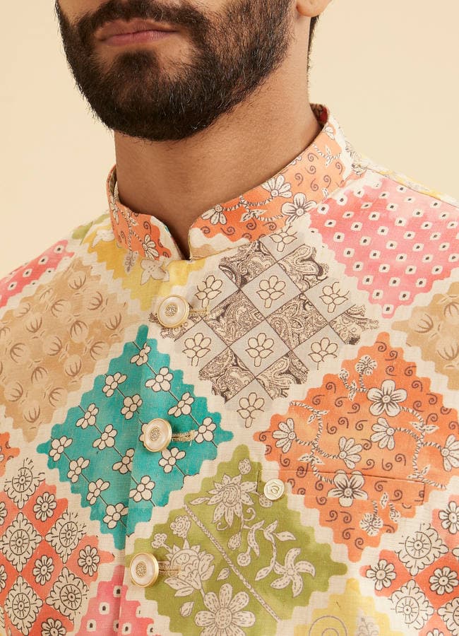 Beige Cotton Elegance Nehru Jacket