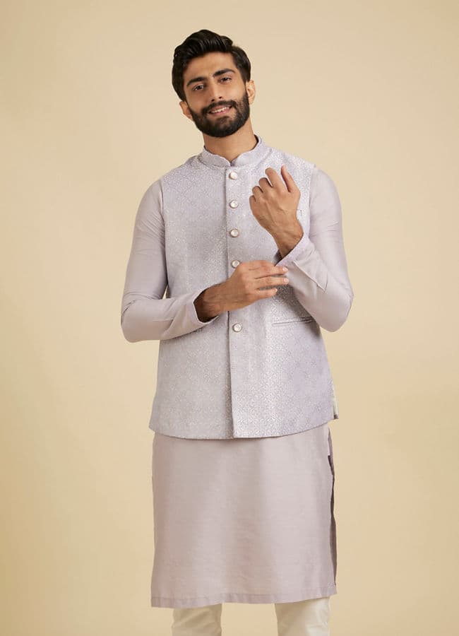 Classic Lilac Jaal Patterned Jacket Set