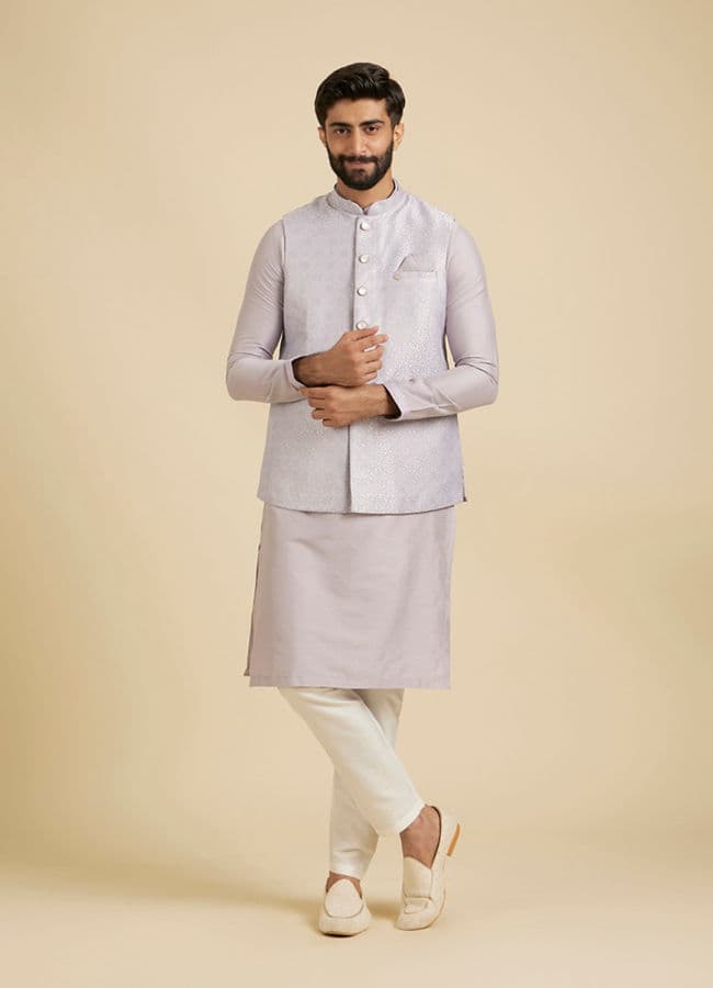 Classic Lilac Jaal Patterned Jacket Set
