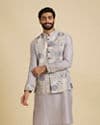 Soft Lilac Medallion Printed Jacket Set