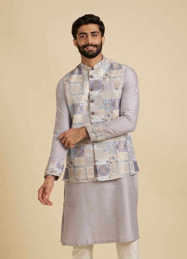 Soft Lilac Medallion Printed Jacket Set