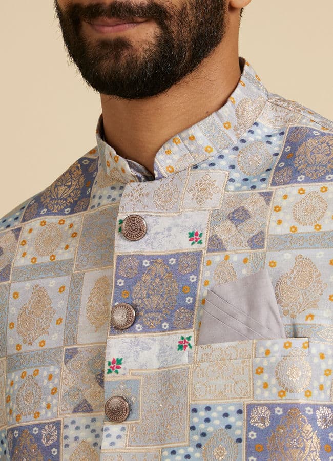 Soft Lilac Medallion Printed Jacket Set