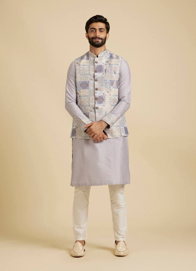 Soft Lilac Medallion Printed Jacket Set