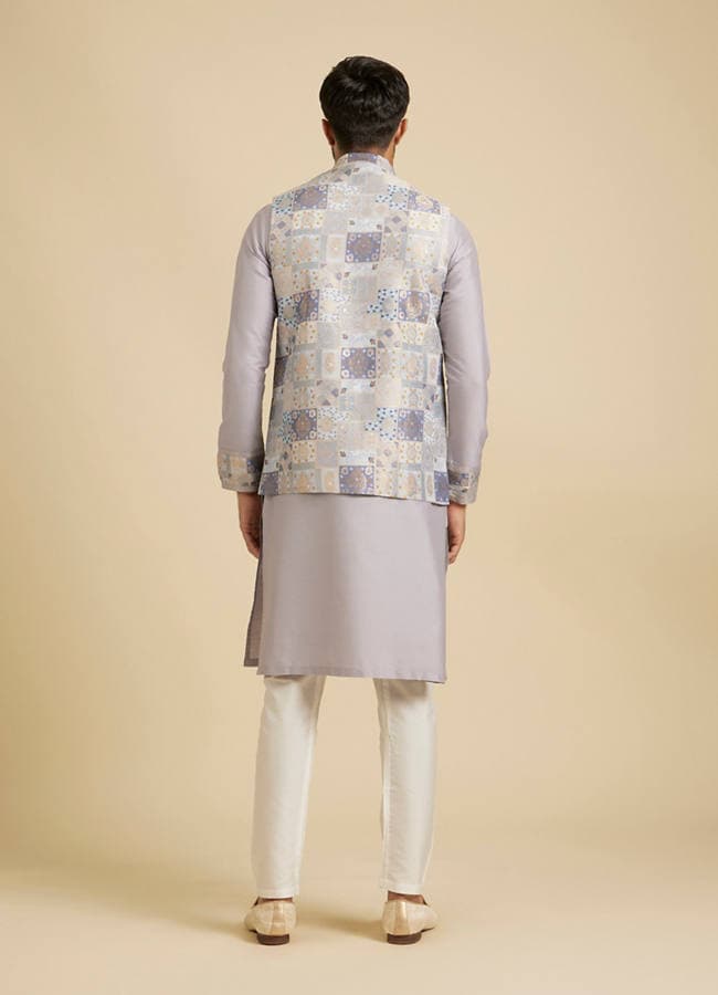 Soft Lilac Medallion Printed Jacket Set