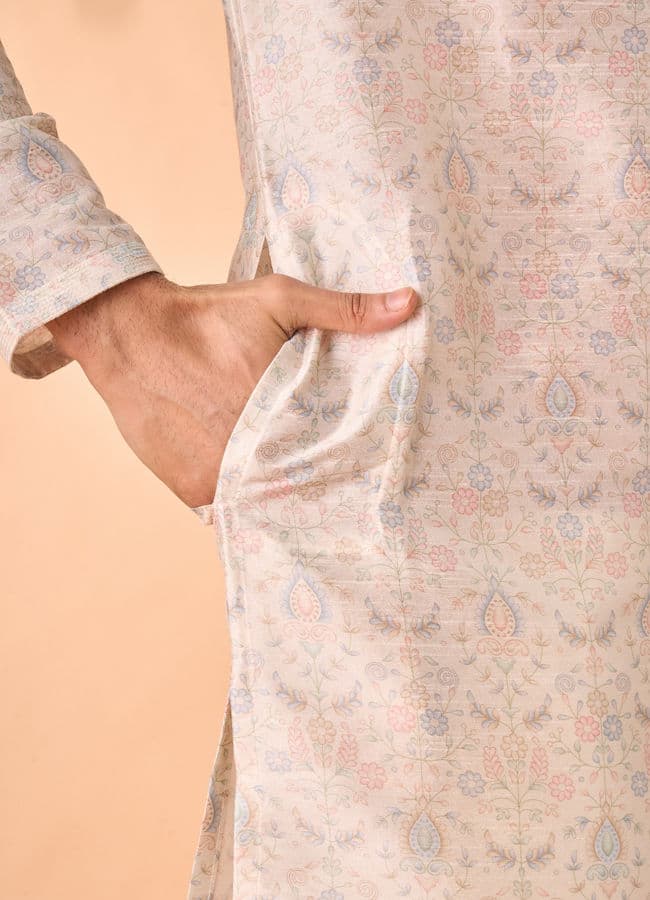 Elegant Cream Kurta Jacket Set