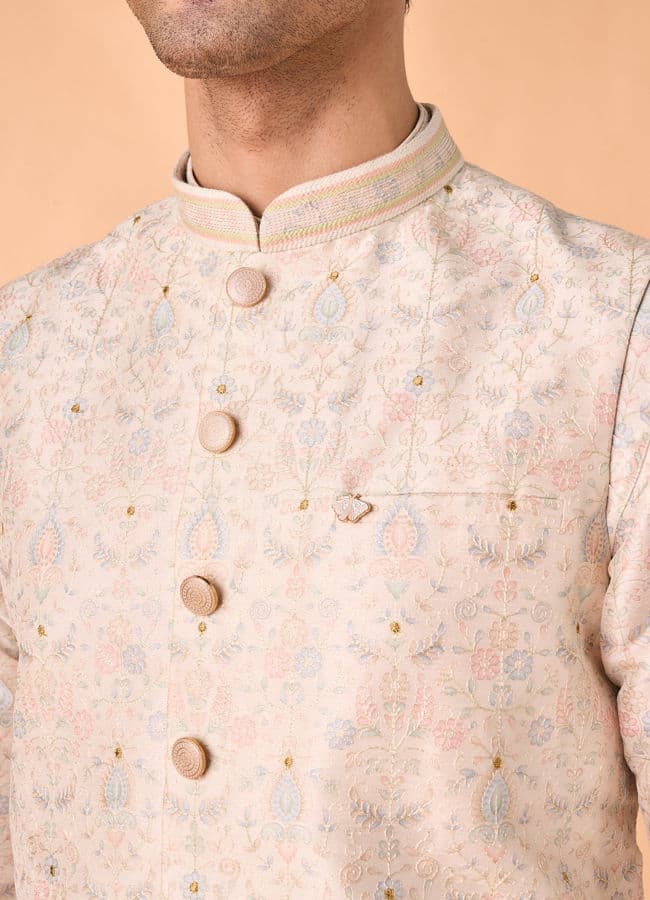 Elegant Cream Kurta Jacket Set
