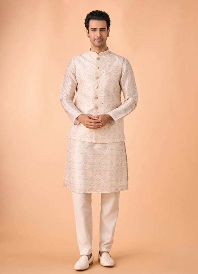 Elegant Cream Kurta Jacket Set