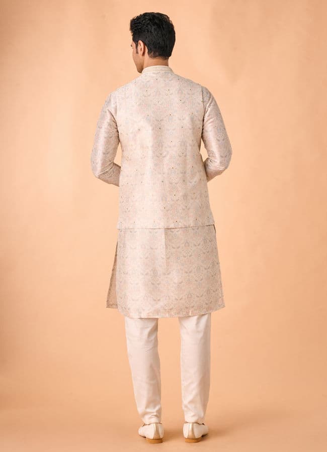 Elegant Cream Kurta Jacket Set
