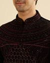Midnight Black Embroidered Jacket Set with Darbar Motifs And Sequin Work