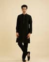 Midnight Black Embroidered Jacket Set with Darbar Motifs And Sequin Work