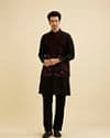 Midnight Black Embroidered Jacket Set with Darbar Motifs And Sequin Work