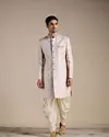 Primrose Pink Floral Patterned Brocade Indo Western Set