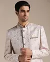 Primrose Pink Floral Patterned Brocade Indo Western Set