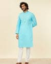 Ocean Blue Self Design Kurta Set