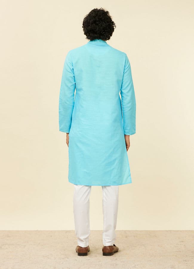 Ocean Blue Self Design Kurta Set