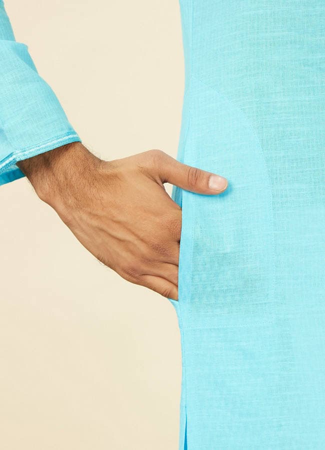 Ocean Blue Self Design Kurta Set