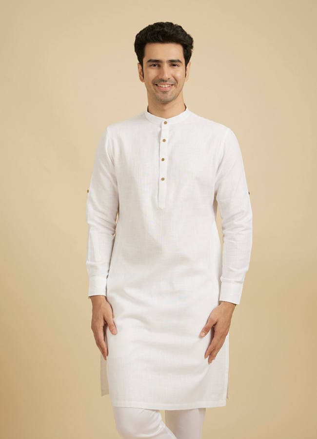Glimmering White Cotton Kurta
