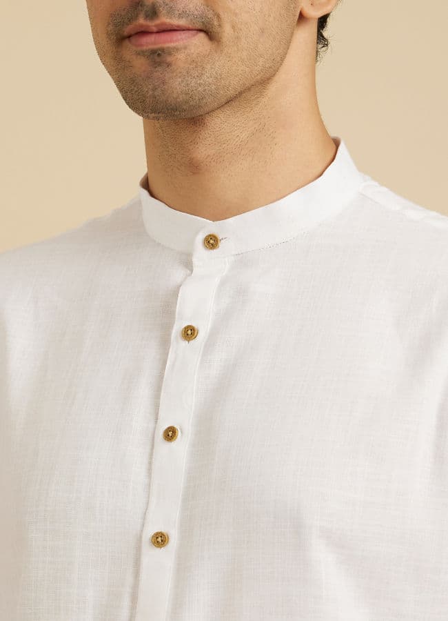 Glimmering White Cotton Kurta