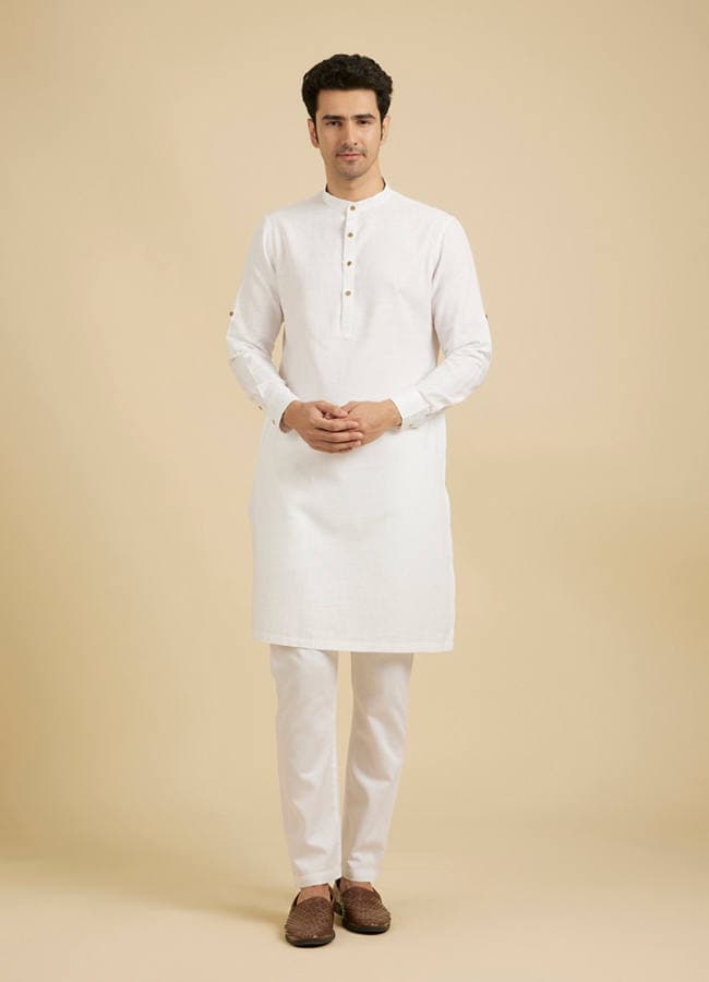 Glimmering White Cotton Kurta