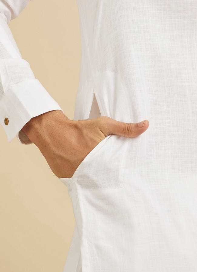 Glimmering White Cotton Kurta