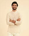 Cream Beige Buta Jaal Printed Short Kurta