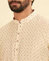 Cream Beige Buta Jaal Printed Short Kurta