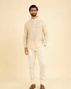Cream Beige Buta Jaal Printed Short Kurta